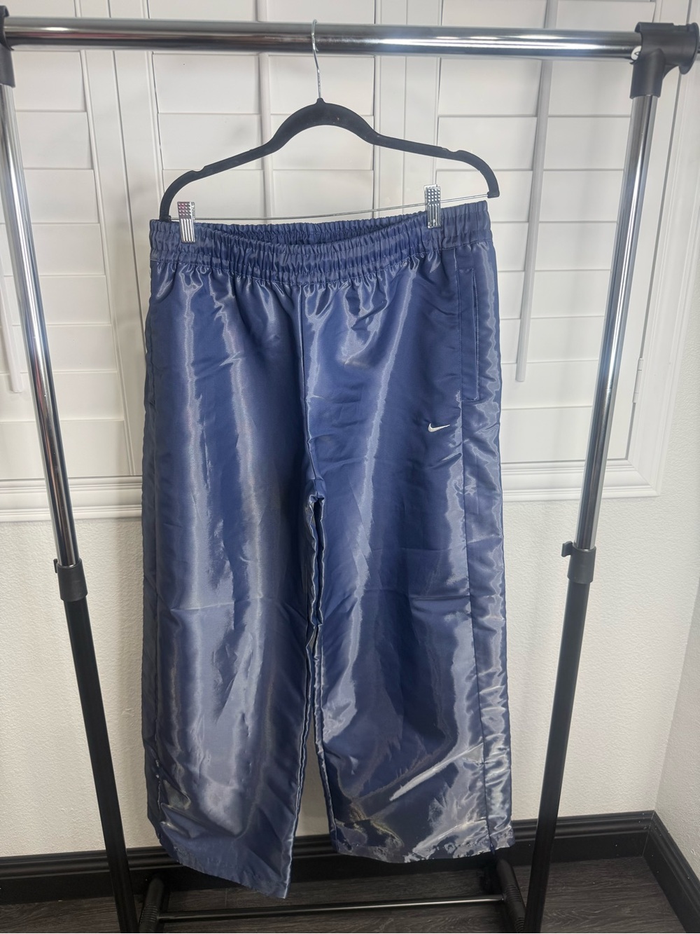Women’s Nike Shiny Navy Blue Wide Leg Track Pants